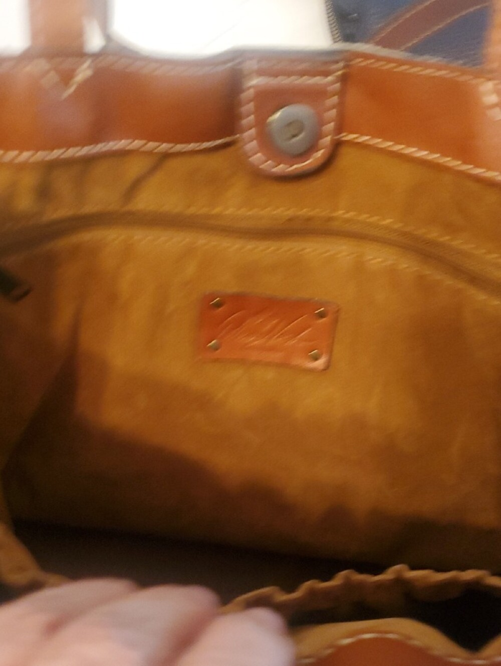 Patricia Nash Olive Green and Brown Leather Needlepoint Floral Tote - Picture 7 of 14
